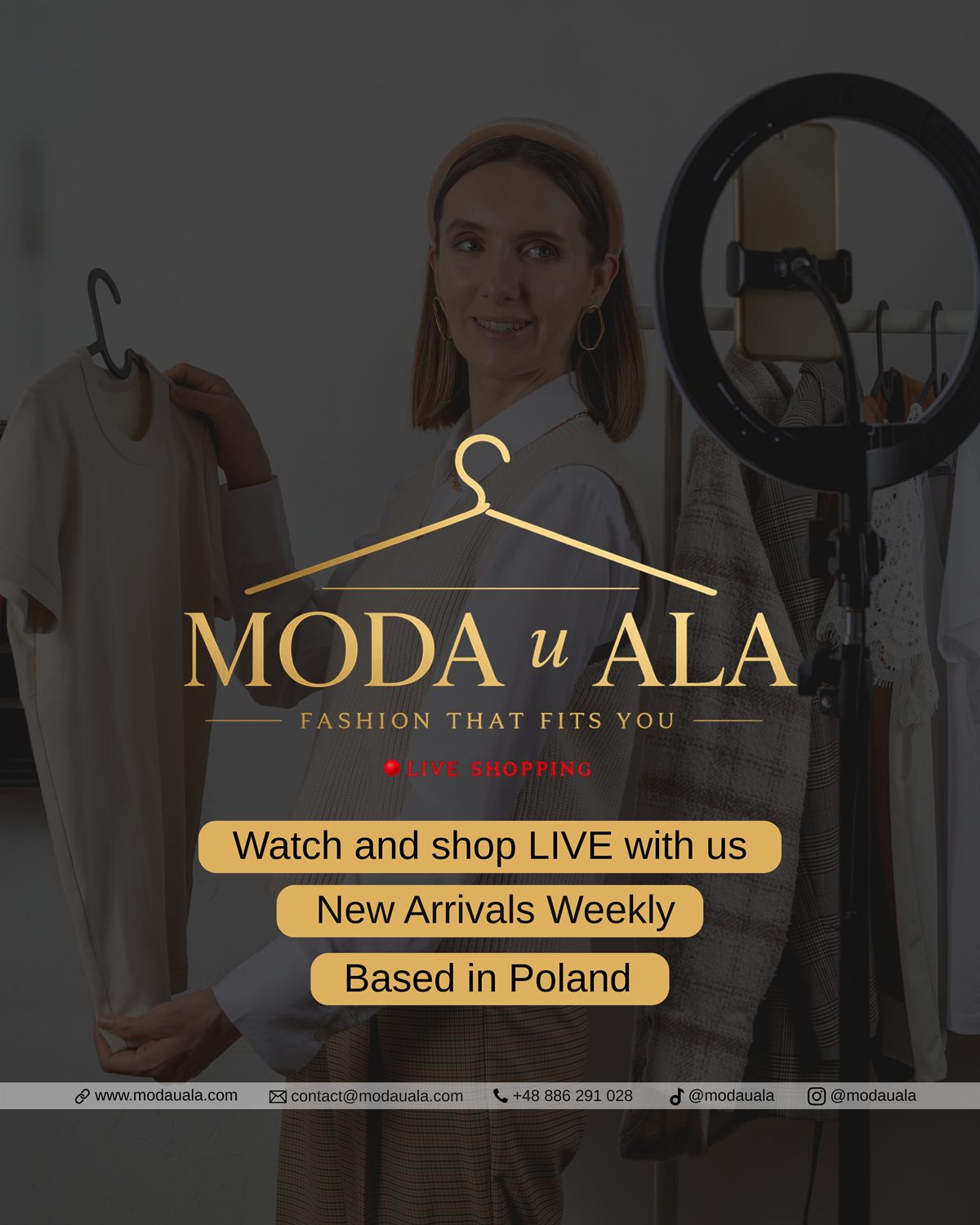 Clothing rack with colorful fashion pieces